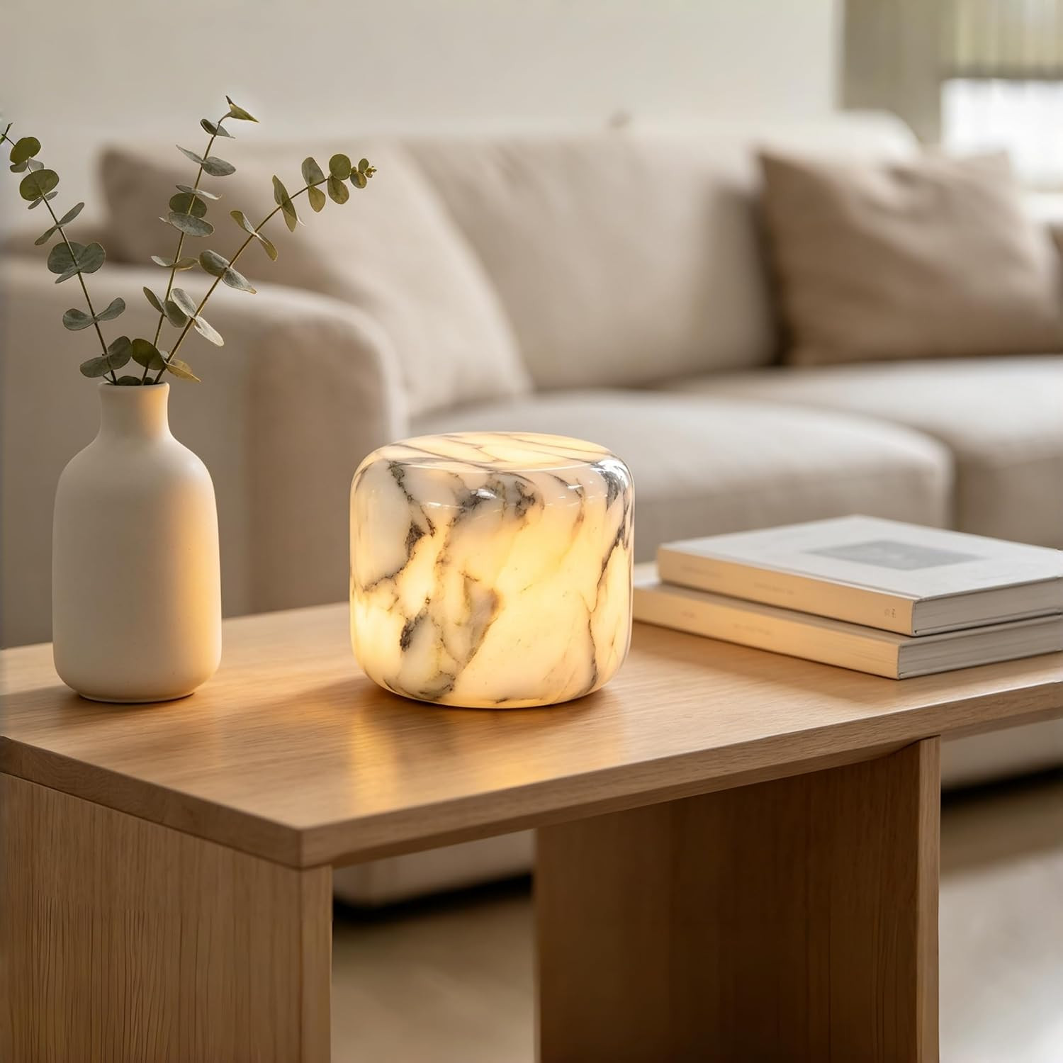 Natural Marble Lamp Cordless Pat Control Night Light Rechargeable Small Marble Table Lamp, Dimming Warm Glow Portable Stone Touch Lamp for Bedroom, Living Room, Decor Gift | Amazon (US)