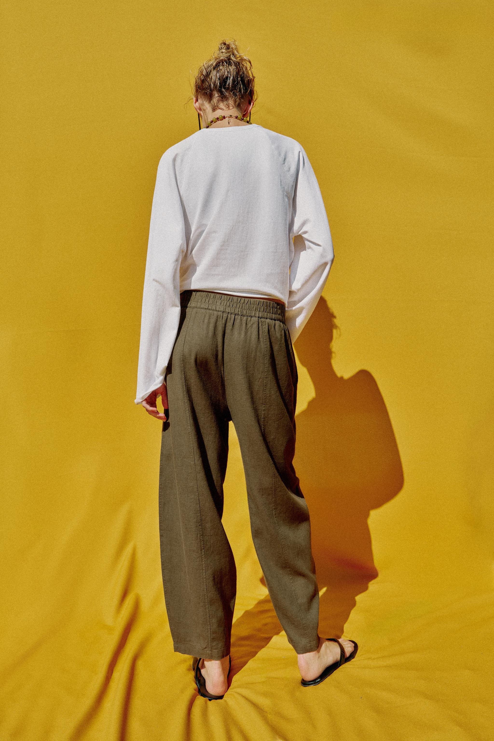 LINEN BARREL PANTS | Zara US