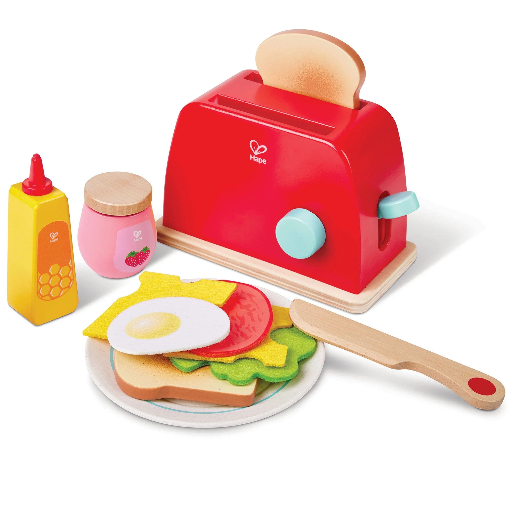 Hape: Pop-Up Toaster - Red - Wooden Kitchen Toy Appliance, Knife & Breakfast Food Accessories, In... | Walmart (US)