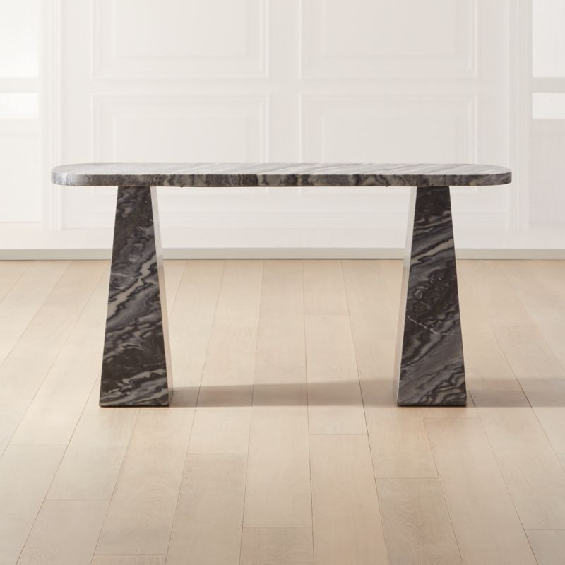Tria Modern Grey Marble Console Table + Reviews | CB2 | CB2
