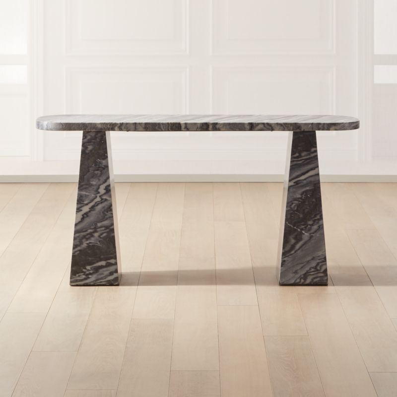 Tria Grey Marble Console Table + Reviews | CB2 | CB2