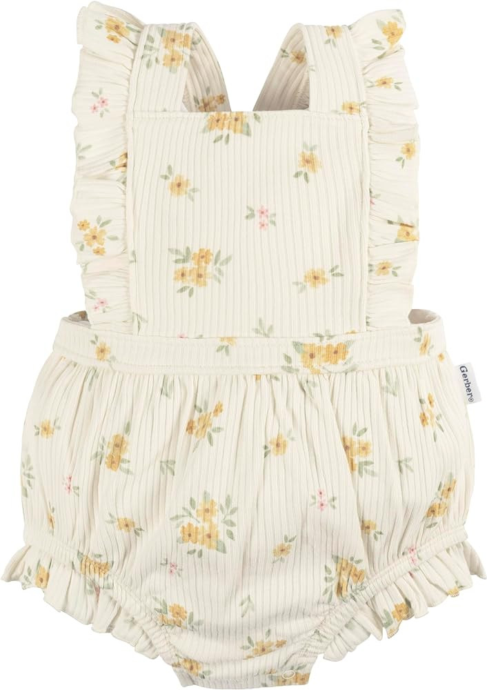 Gerber Baby Girls Sleeveless Ruffle Romper | Amazon (US)