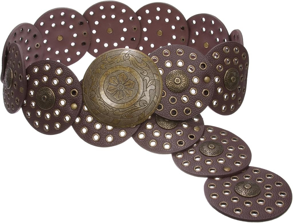 3 1/2" (90 mm) Wide Ladies Wide Boho Disc Concho Leather Belt | Amazon (US)