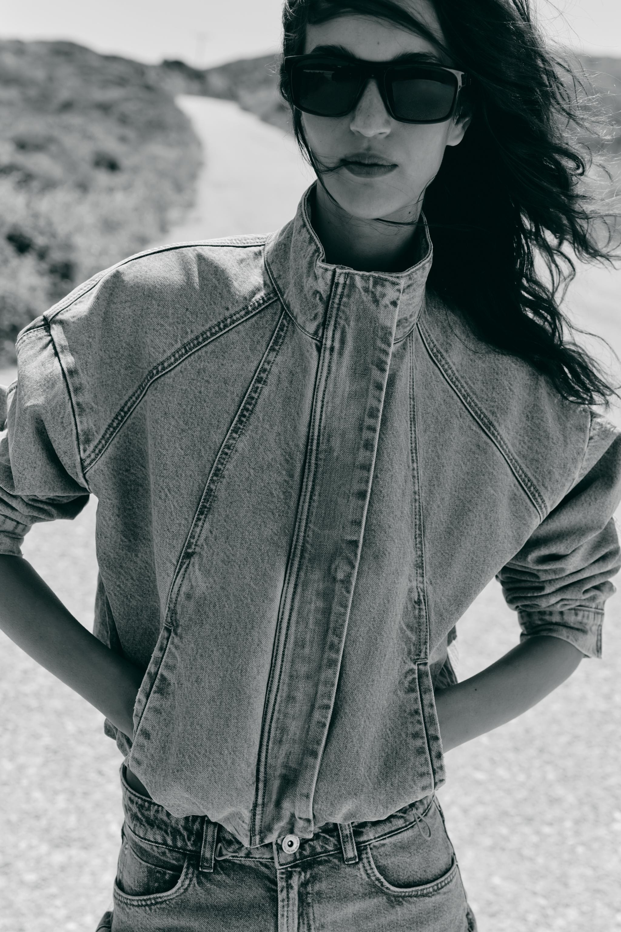 Z1975 HIGH-NECK DENIM BOMBER JACKET | Zara UK