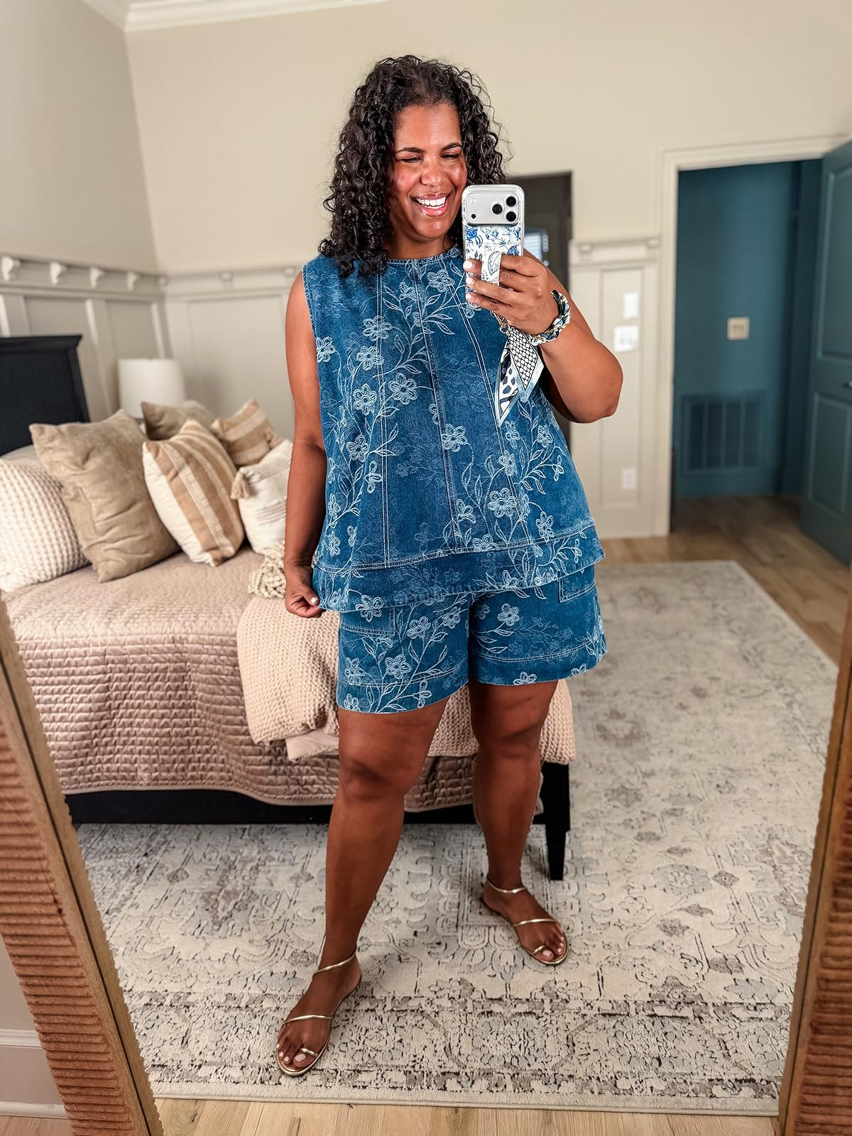 Stylish and comfy, this denim set is perfect for summer. Embroidery is really beautiful and shorts are a great length. Wearing size xxl #amazonfashion #summerstyle 

 #LTKootd #LTKPlusSize #LTKTall