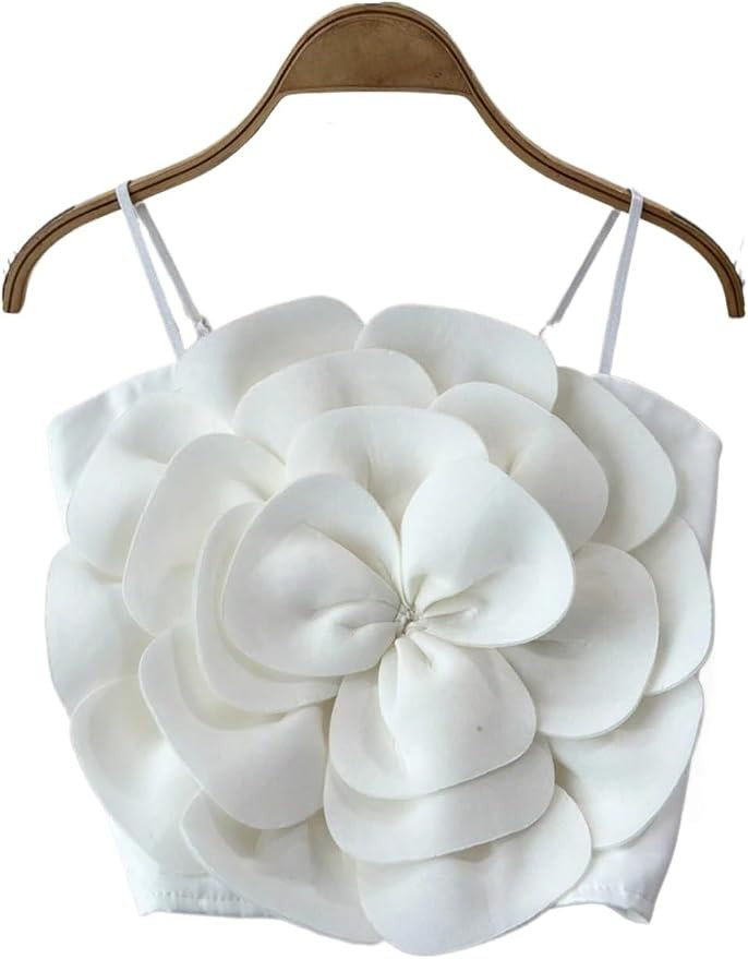 Women's Shirts Solid Color Floral Decor Camisole Top Fashion Camis Tank Tops | Amazon (US)