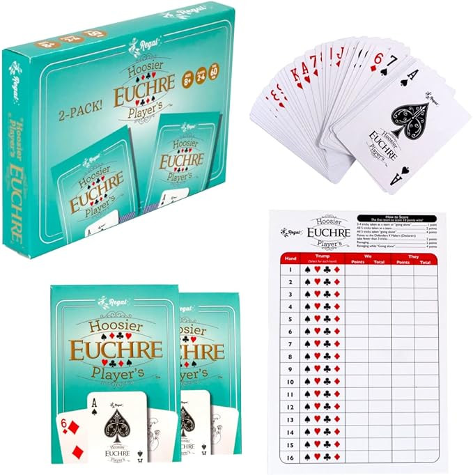 Regal Games Euchre Card Games 2 Pack - Adult Playing Card Game Set with Score Sheets - Family Fun... | Amazon (US)