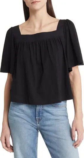 Cotton & Linen Square Neck Top | Nordstrom