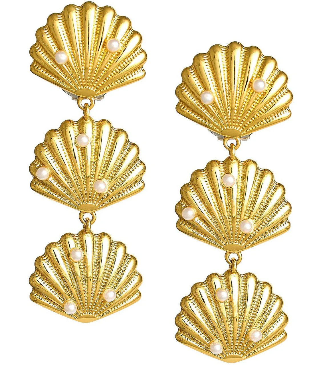 Palmetto Triple Shell Drop Earring - 18k Gold Plated - Belle of the Ba | Lisi Lerch Inc
