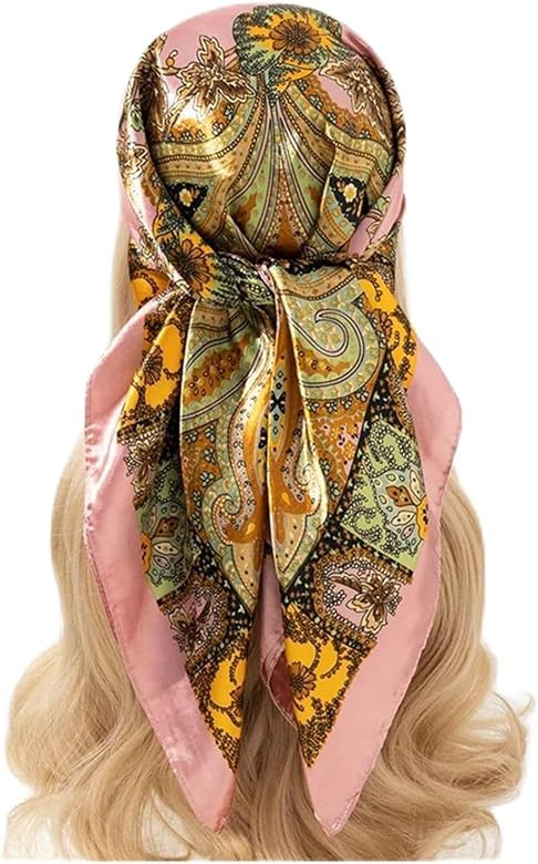 KJBDQQH Satin Hair Scarf Print Silk Shawl Foulard Satin Square Scarf For Women Retro Hair Bands N... | Amazon (UK)