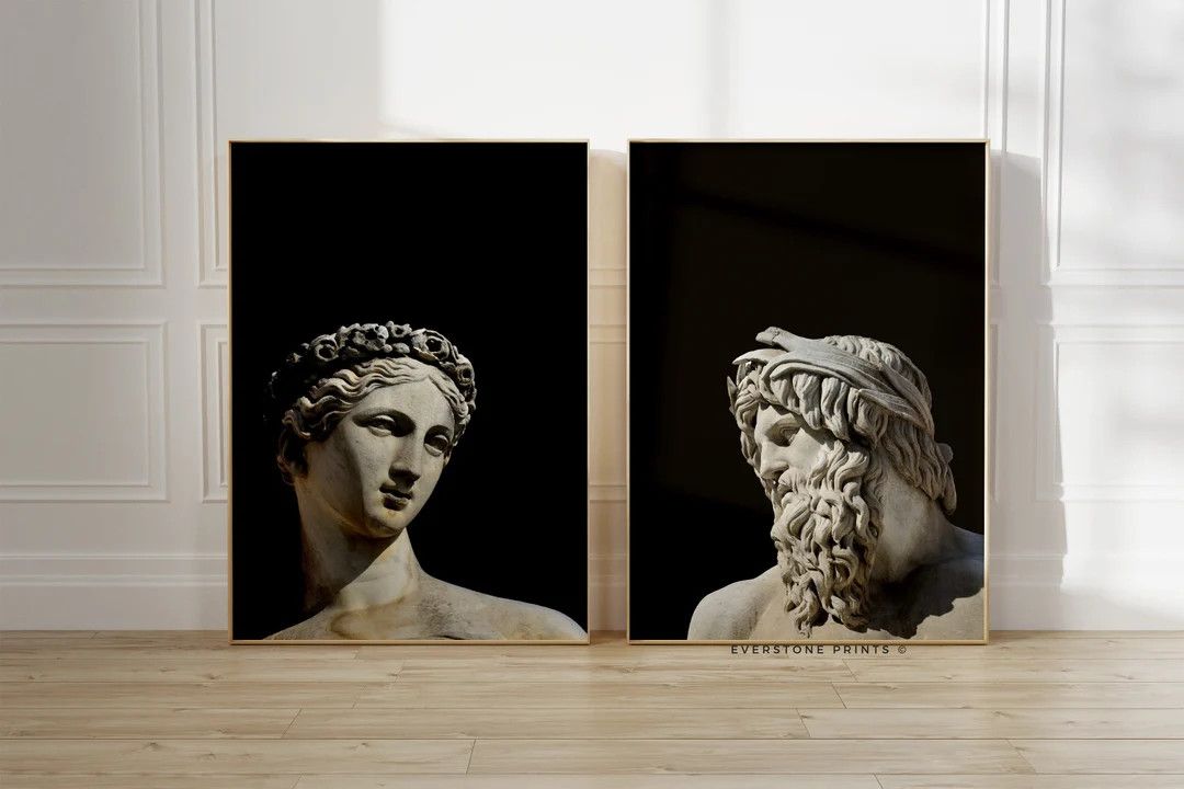 Set of 2 Greek Statue Art | Greek Mythology Print, Sculpture Art, Greek Statue Art, Greek Print, ... | Etsy (US)