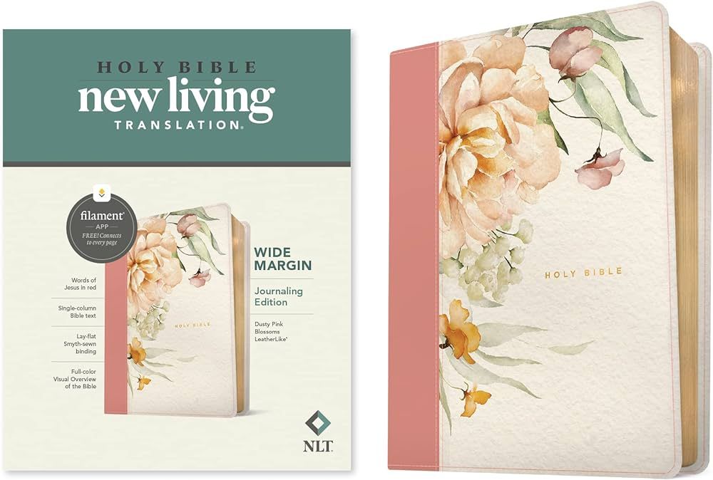 NLT Wide Margin Bible, Filament-Enabled Edition (LeatherLike, Dusty Pink Blossoms, Red Letter) | Amazon (US)