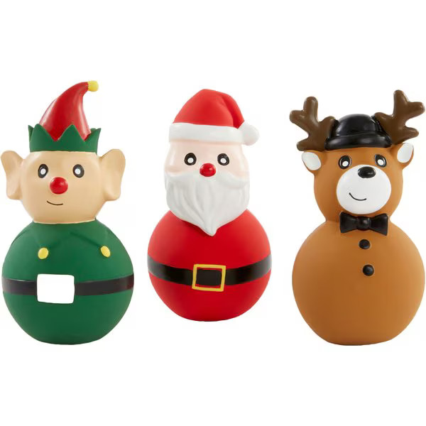 Frisco Holiday Santa & Friends Latex Squeaky Dog Toy, Medium, 3 count | Chewy.com