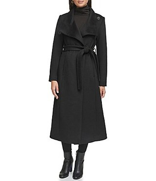Kenneth Cole New York Wool Fencer Collar Long Sleeve Belted Maxi Coat - 4 | Dillard's