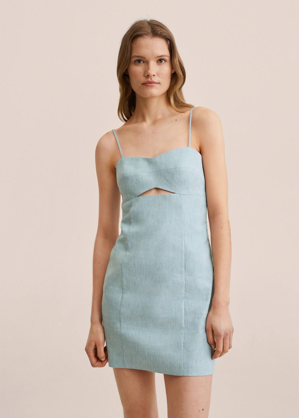Cut-out linen-blend dress | MANGO (US)