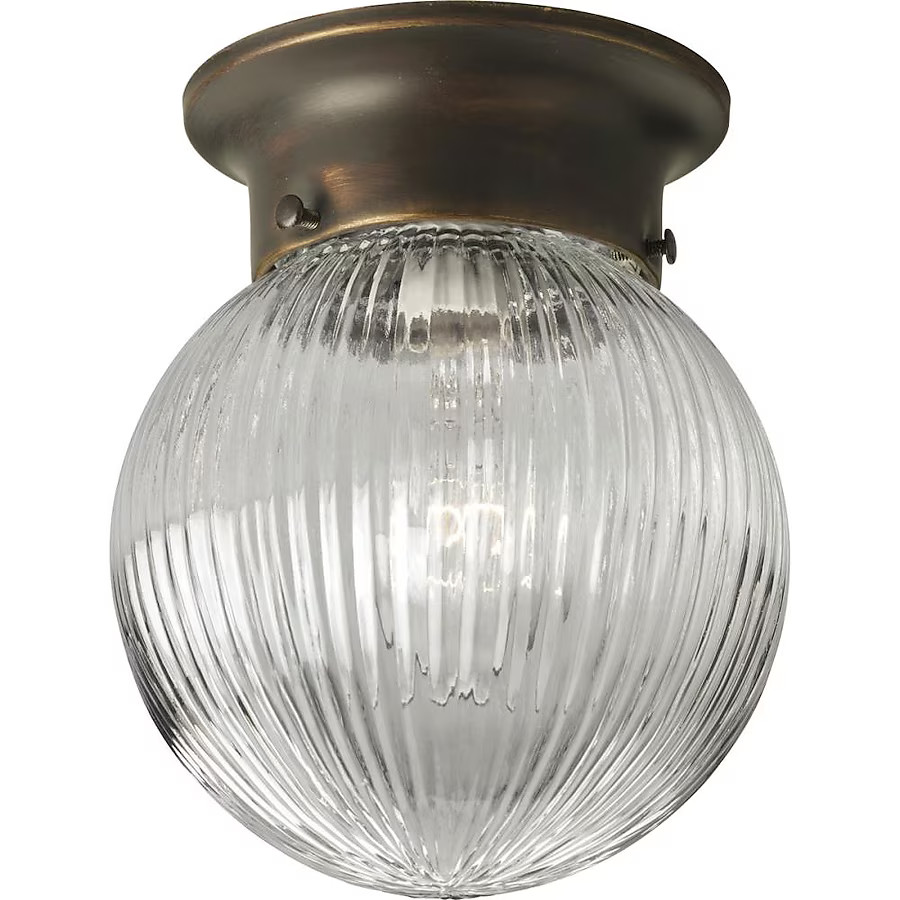 Progress Lighting Glass Globes 1-Light 6.375-in Antique Bronze Flush Mount Light | Lowe's
