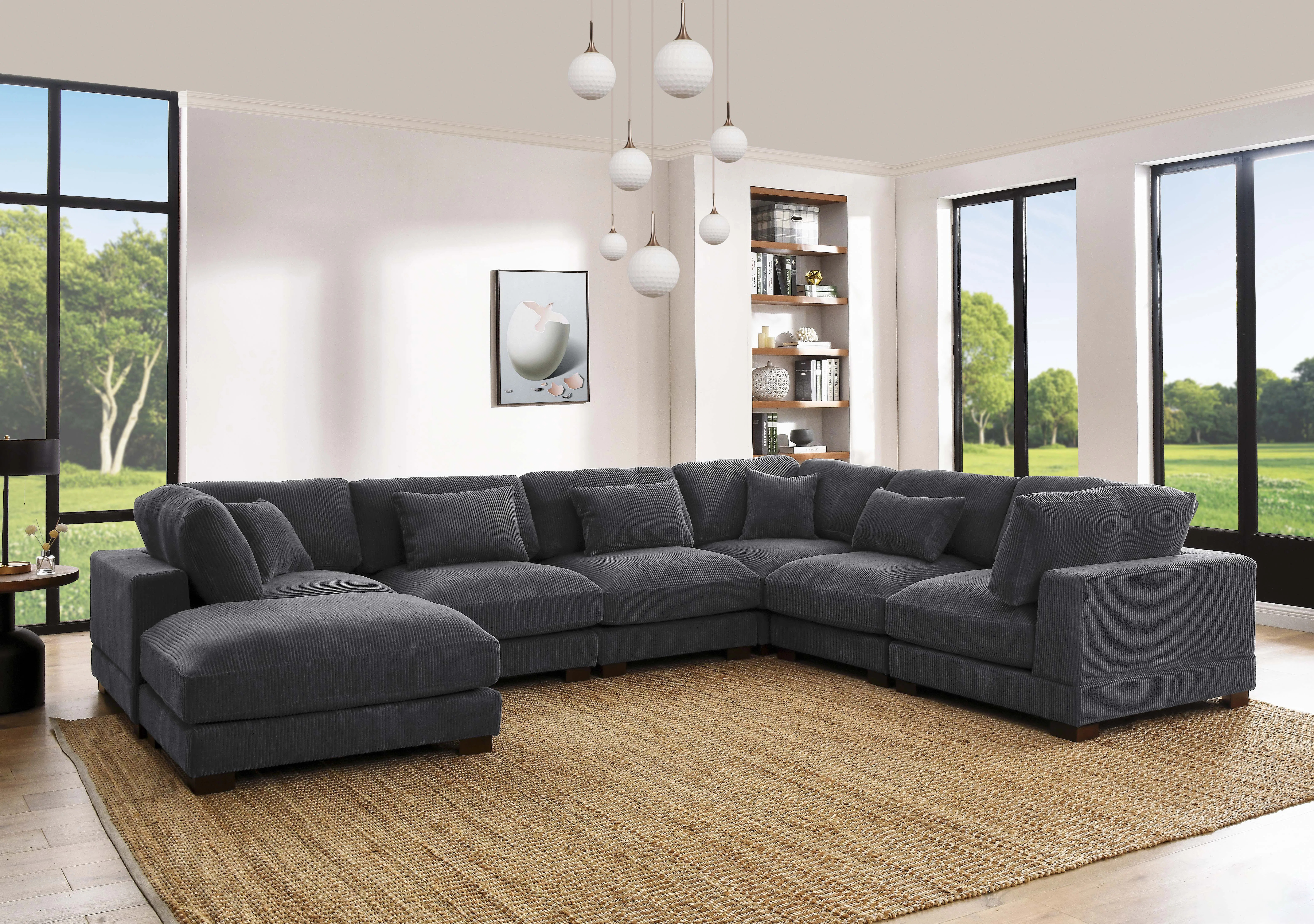 Wade Logan® Arliz 7 - Piece 144" Wide Reversible Modular Corner Sectional with Ottoman & Reviews... | Wayfair North America