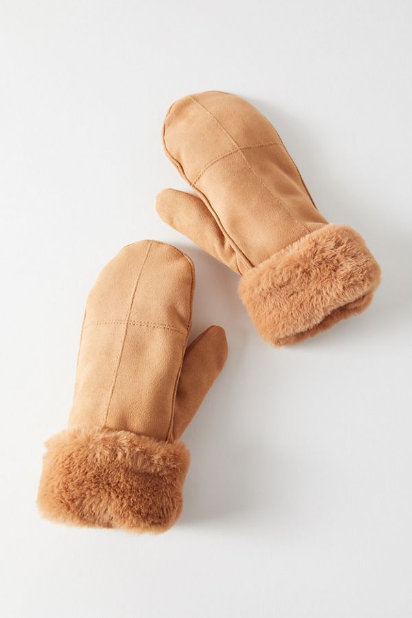 UO Faux Fur Trim Mitten | Urban Outfitters (US and RoW)