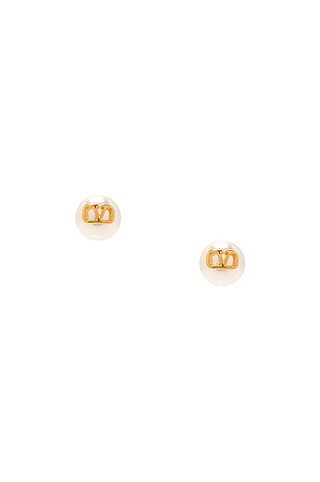V Logo Pearl Stud Earrings | FWRD 