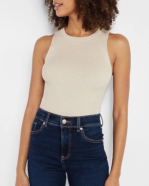 Body Contour Ribbed High Neck Sweater Tank | Express