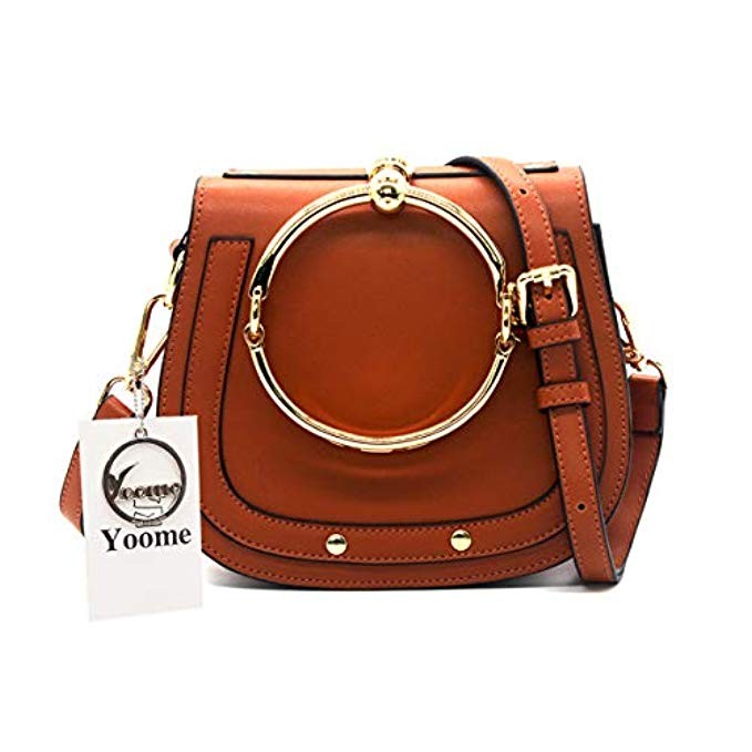Yoome Women Punk Circular Ring Handle Handbags Small Round Purse Crossbody Bags For Girls | Amazon (US)