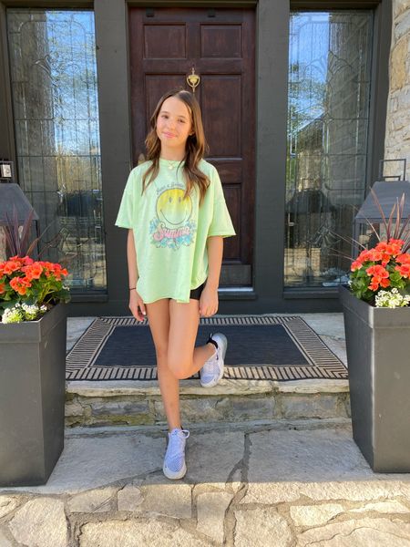 Tween style. Teen style. 
Oversized graphic tee and biker shorts. 
What Drew wore to school. 


#LTKSeasonal #LTKsalealert #LTKkids