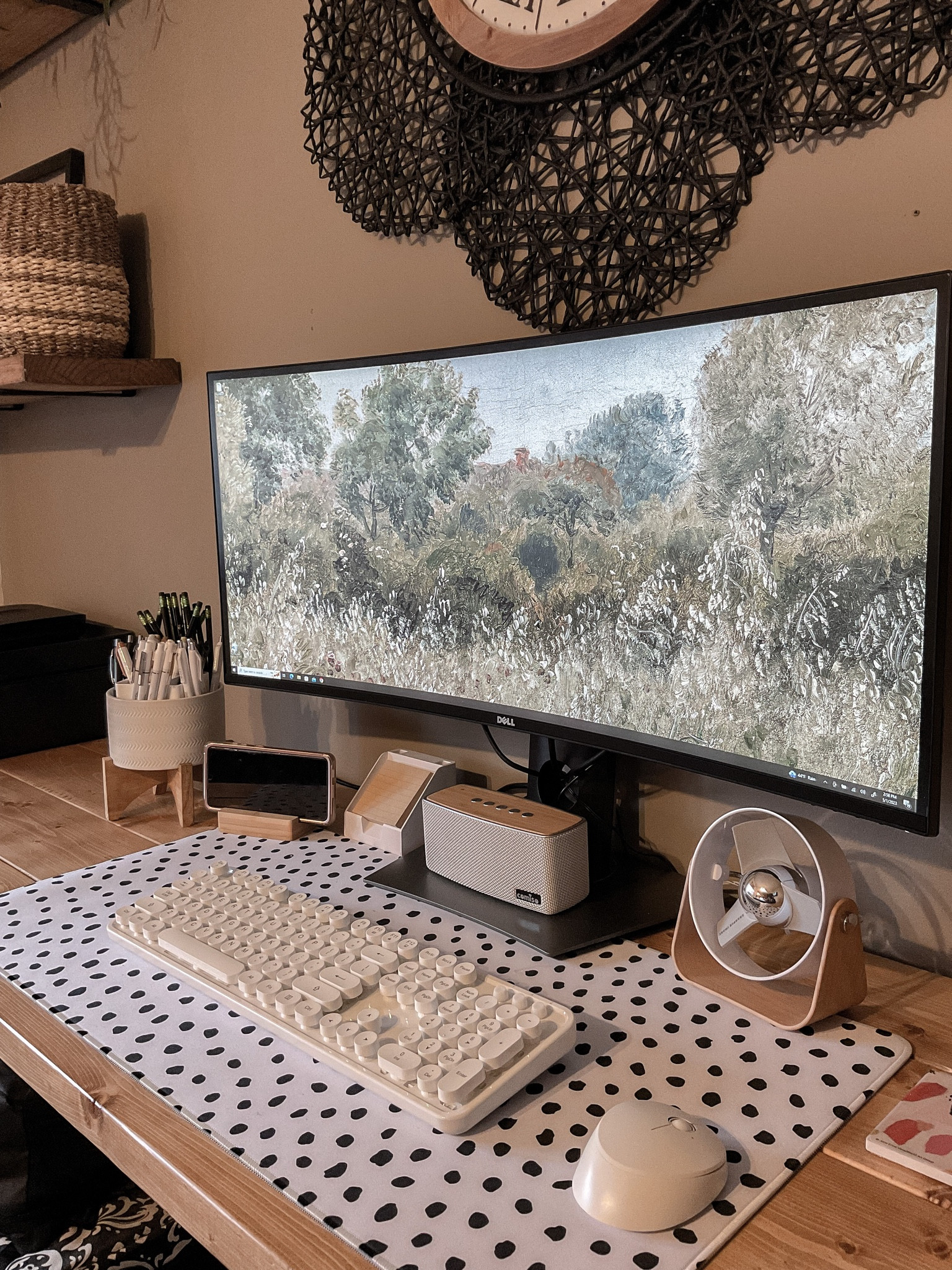 Neutral desk set up for home office. Boho office accessories
#desksetup #homeoffice 

#LTKunder50 #LTKFind #LTKhome