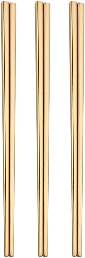Stainless Steel Chopsticks,Reusable ,Dishwasher Safe , Easy to Use（3 PCS,golden） | Amazon (US)