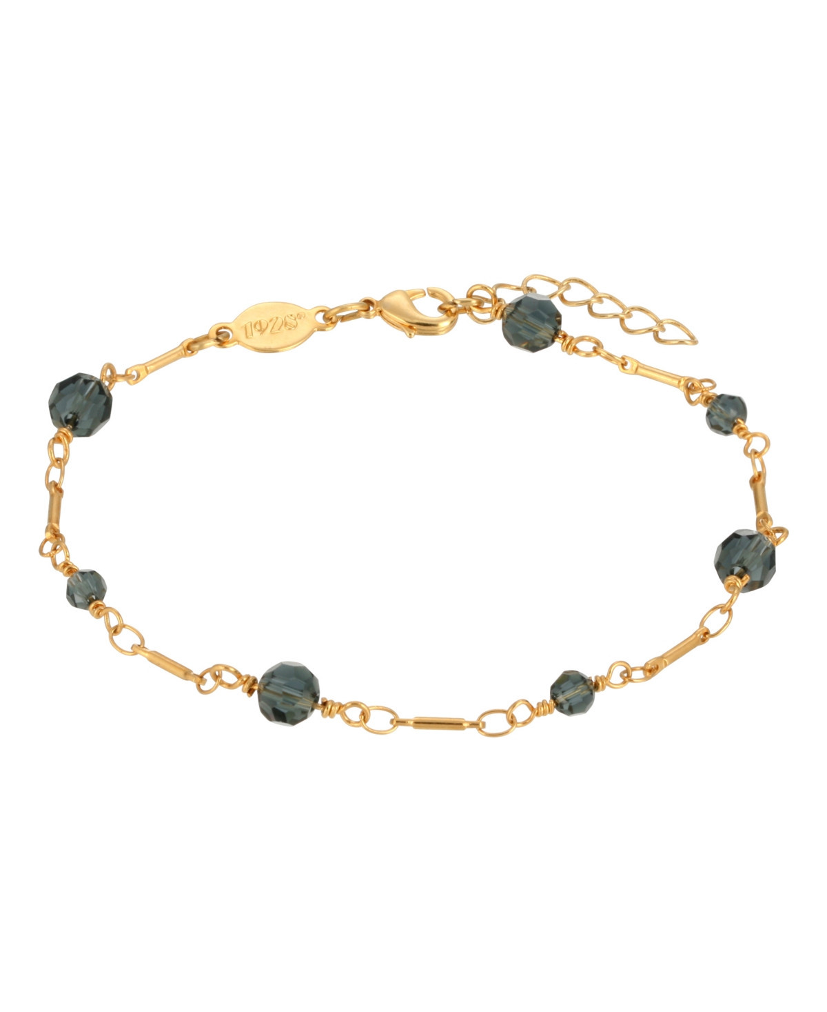Women's Gold-Tone Blue Beaded Chain Anklet - Blue | Macy's