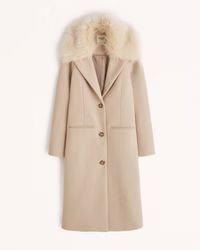 Women's Long-Length Wool-Blend Slim Coat | Women's Best Dressed Guest - Party Collection | Abercr... | Abercrombie & Fitch (US)