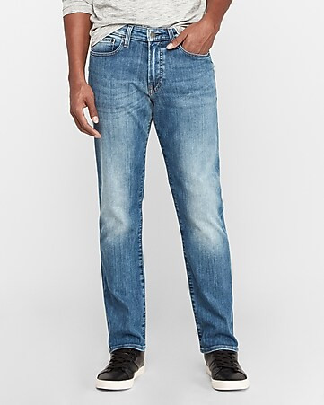 Classic Straight Medium Wash Hyper Stretch Jeans | Express