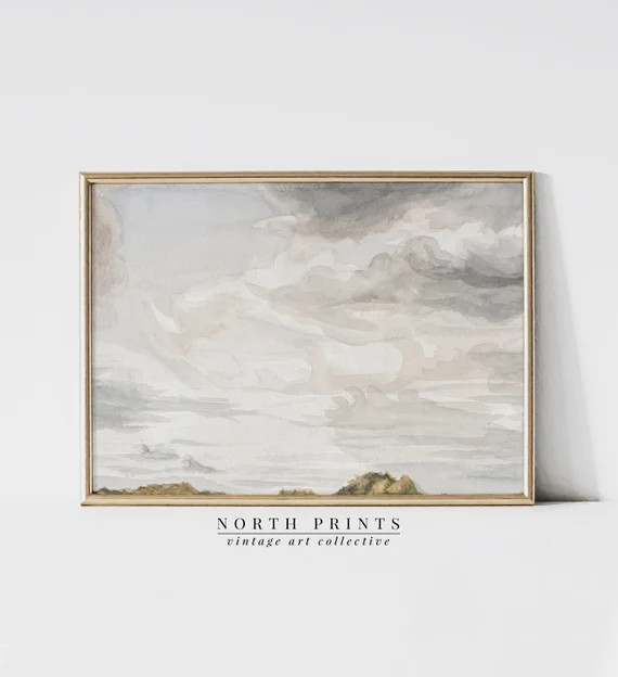 Minimalist Landscape Watercolor Vintage Painting  Neutral - Etsy | Etsy (US)