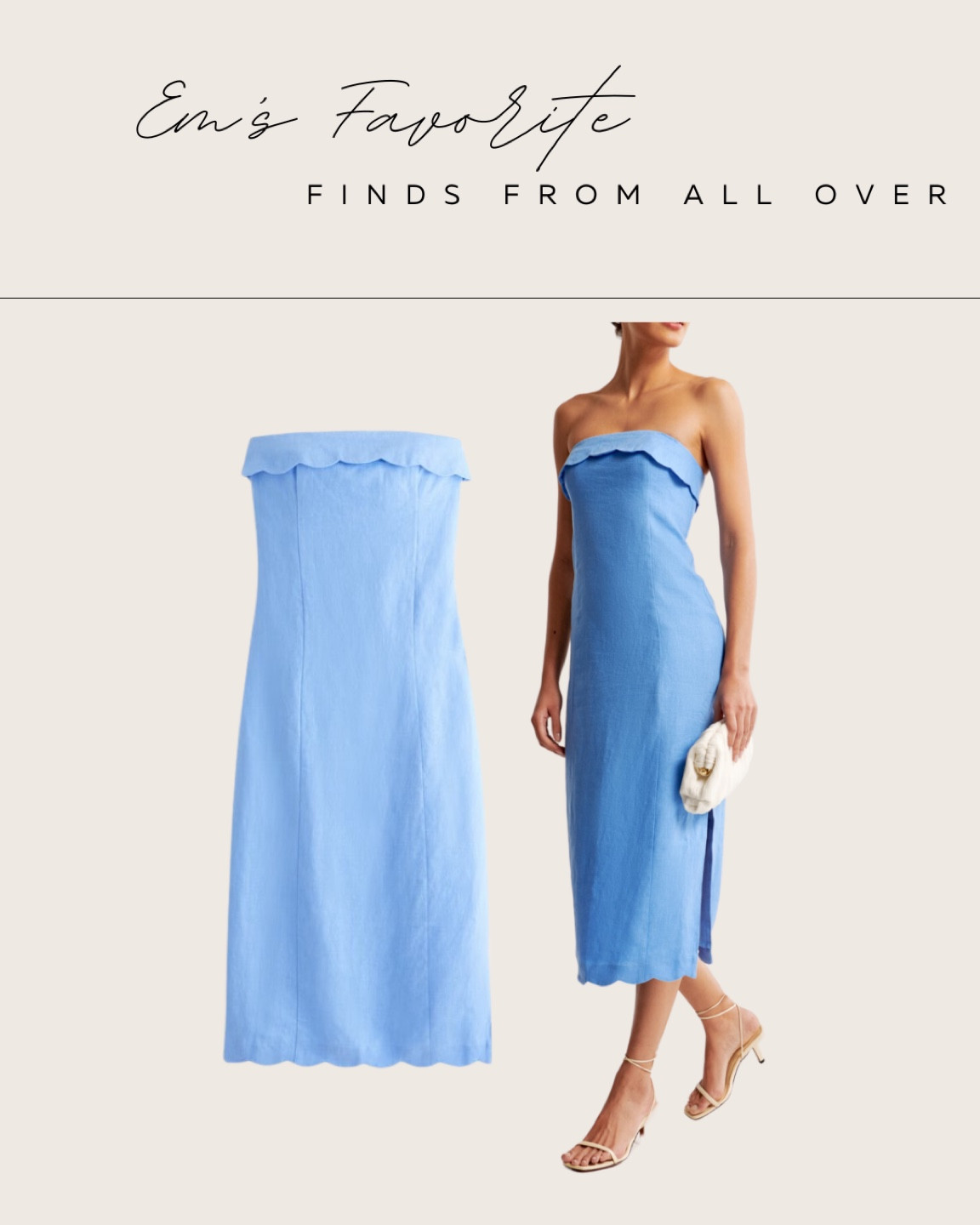 premium linen scalloped midi dress Abercrombie Premium Linen Scalloped Midi Dress