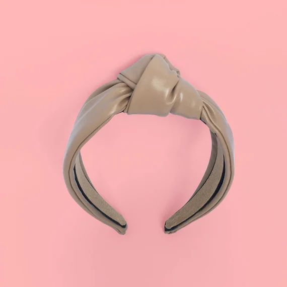 Tan Faux Vegan Leather Turban Knot Hair Headband Handmade | Etsy (US)