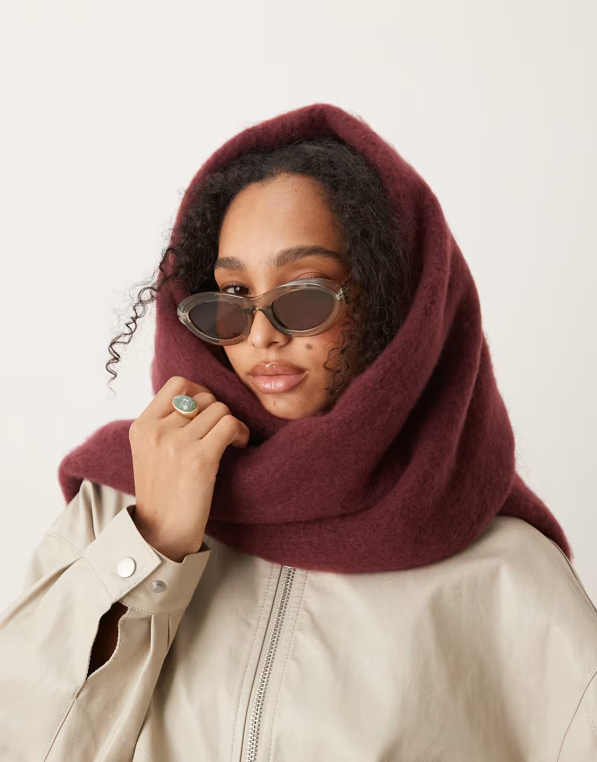 My Accessories supersoft oversized blanket scarf in dark burgundy-Red | ASOS (Global)