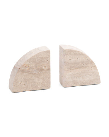 Set Of 2 Travertine Half Dome Bookends | TJ Maxx