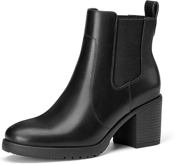 2.76-inch Chunky Block Heeled Short Booties Shoes, Non-slip Outsole, Round Toe, for Daily Wear, O... | Amazon (US)