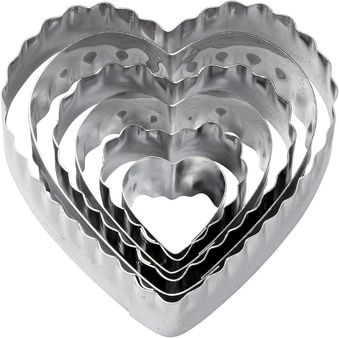 Wilton 6-Piece Nesting Fondant Double Sided Cut Out Cutters, Hearts,Silver | Amazon (US)