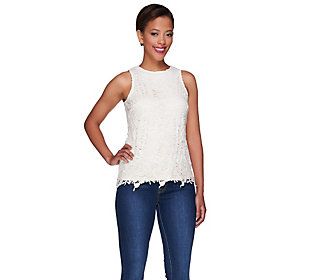 G.I.L.I. Sleeveless Venice Lace Top withJewel Neckline | QVC