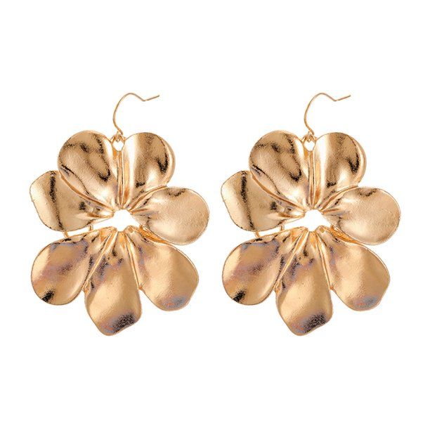 Mnjin Fashion Gold Earrings Vintage Studded Flower Women's Nail Petal Ear Earrings Gold | Walmart (US)