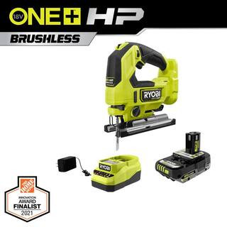 RYOBI ONE+ HP 18V Brushless Cordless Jigsaw Kit with 2.0 Ah HIGH PERFORMANCE Battery and Charger | The Home Depot