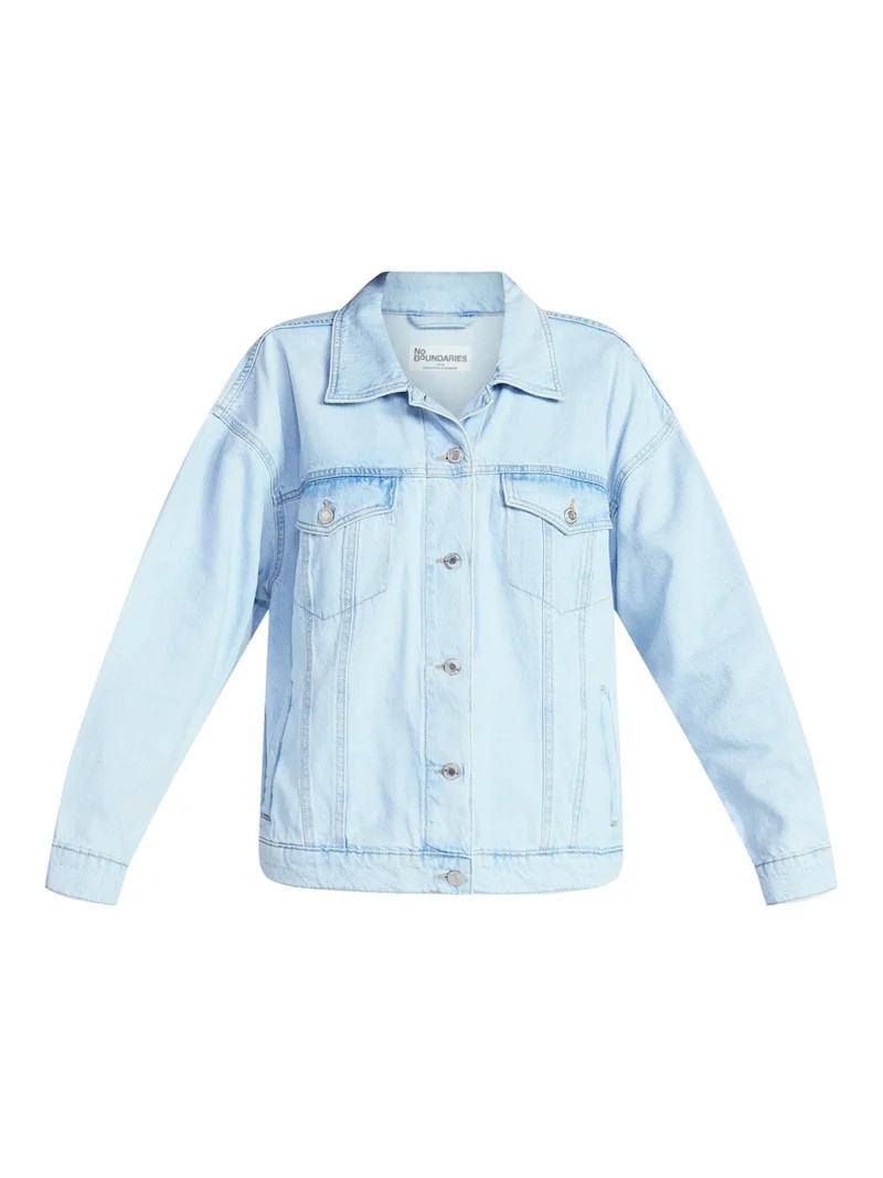 No Boundaries Oversized Cotton Denim Jacket, Women's XXS-XXL | Walmart (US)