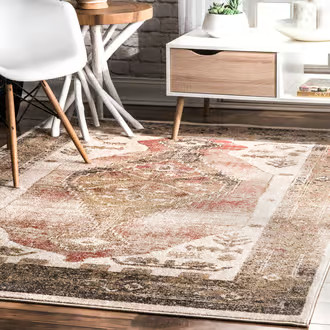 Rugs USA Orange Allura Tribal Vase Medallion rug - Transitional Rectangle 5' 3"" x 7' 7"" | Rugs USA