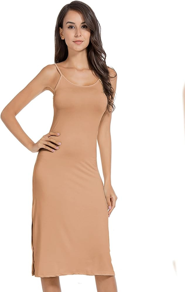 MANCYFIT Full Slip Dress for Women Spaghetti Strap Under Cami Slit Soft Sleeveless Nightgowns | Amazon (US)
