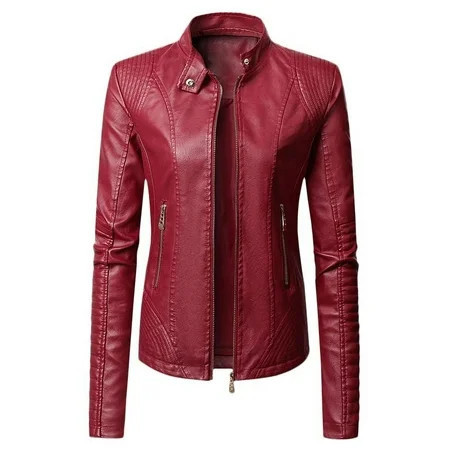 eileial Women Moto Jacket - Leather Jackets for Women - Zip up Jacket - Full Zipper Closure Ladies Moto Jacket with Belt M | Walmart (US)