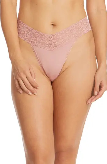 Hanky Panky Cotton & Stretch Lace Original Rise Thong | Nordstrom | Nordstrom