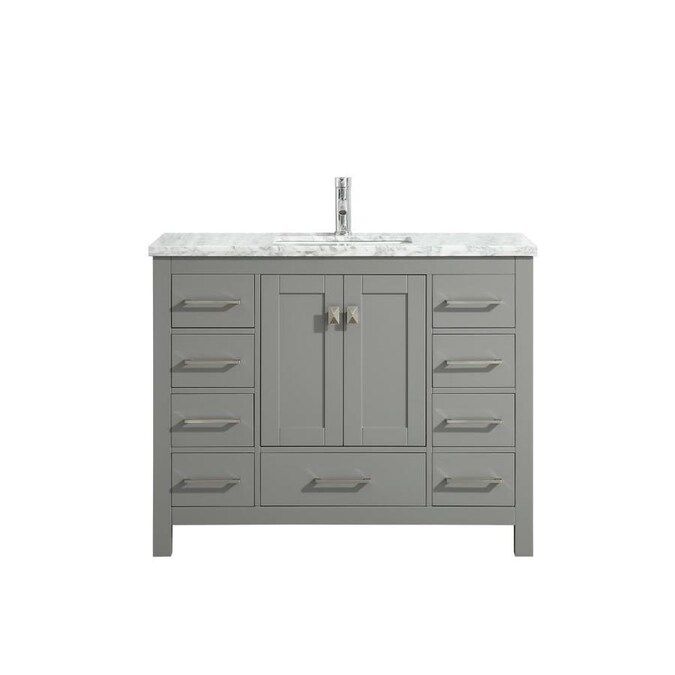 Eviva Eviva London 48-in Transitional Grey bathroom vanity with white Carrara marble countertop L... | Lowe's