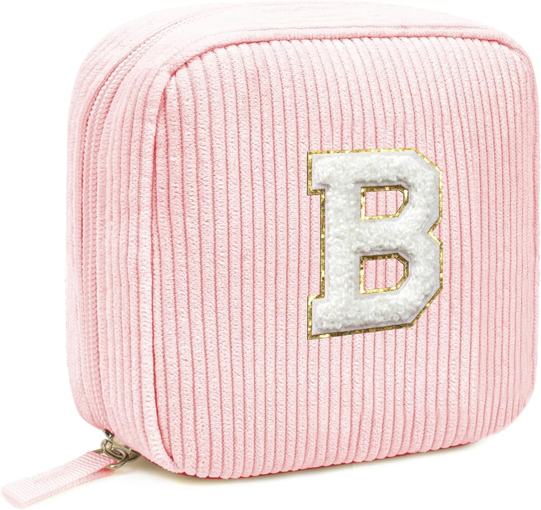 LETGO Birthday Gifts for Women Small Personalized Initial Monogram Makeup Bag,Preppy Corduroy Makeup Bags Travel Toiletry Bag Cute Pouch Purse for Her Mom Girlfriend Wife Sister Teacher Bridesmaid | Amazon (US)