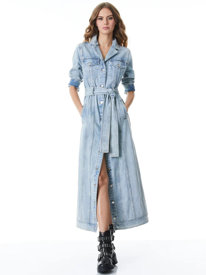 DAREN MAXI DENIM JACKET | Alice + Olivia