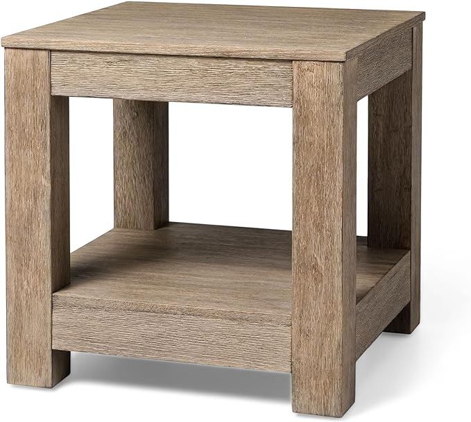 Maven Lane Paulo 2 Tiered Tall Square Rustic Wooden Side Table with Shelf Storage for Living Room... | Amazon (US)